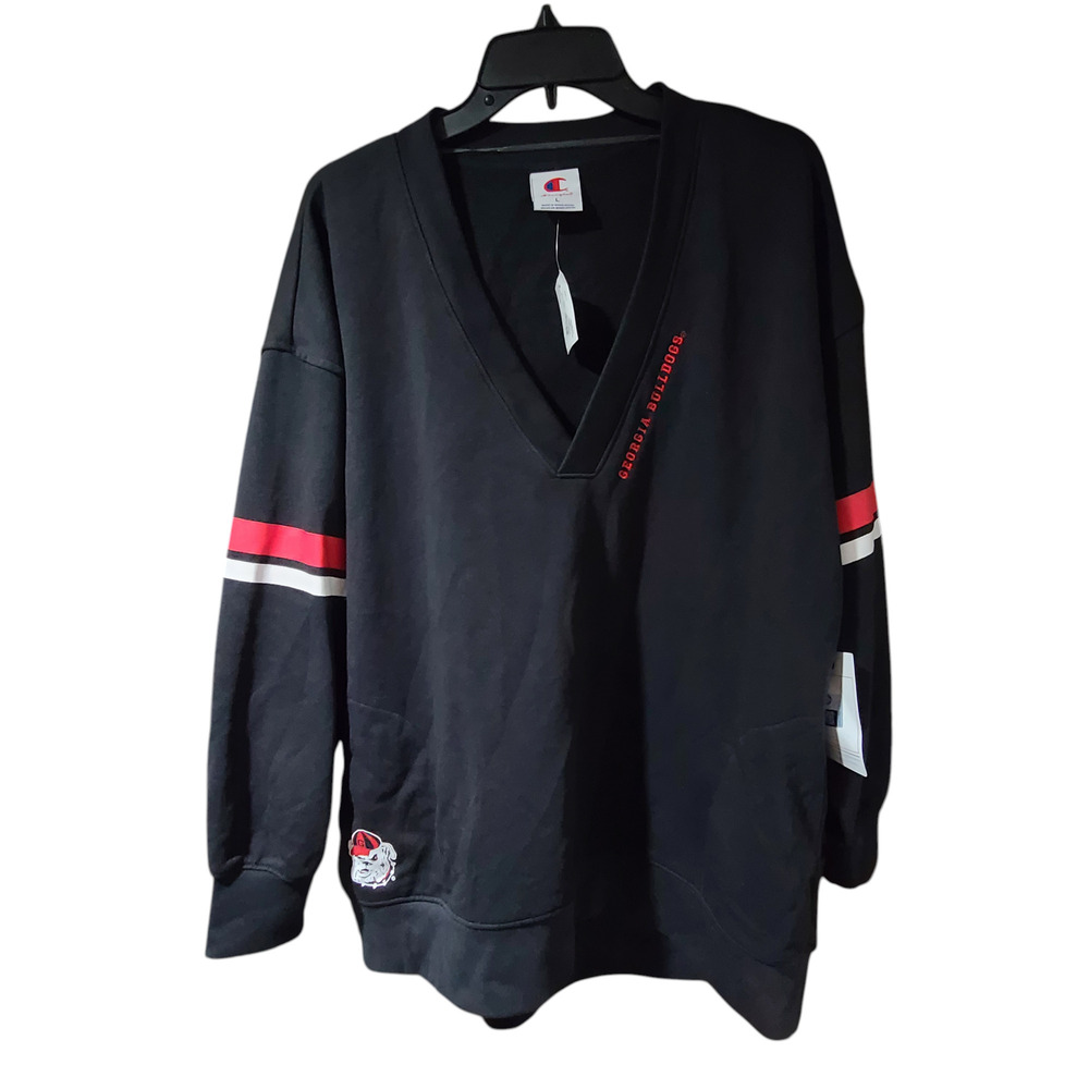 Champion NCAA Georgia Bulldogs Women's V-Neck Tunic Sweatshirt - Small NWT